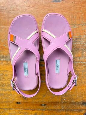 Prada Cloudbust Sandals in pink rubber